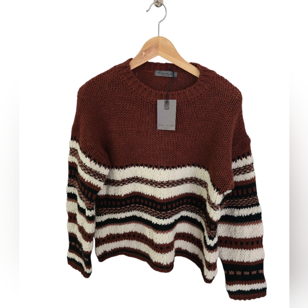 NWT Anthroplogie Elsamanda Italy Wool Alpaca Blend Sweater Rust Size Large